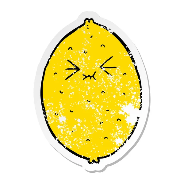 Etiqueta Angustiada Limão Amargo Desenho Animado — Vetor de Stock