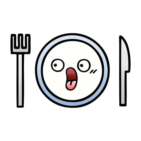 Gradient grijs cartoon diner plaat — Stockvector