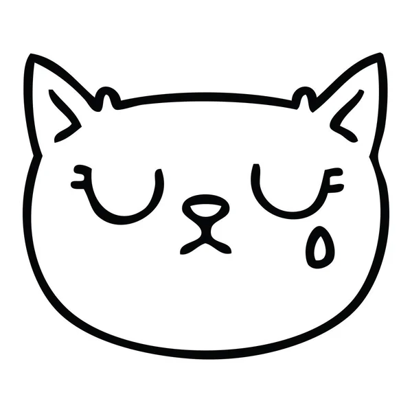 Quirky line drawing cartoon crying cat — Stock Vector