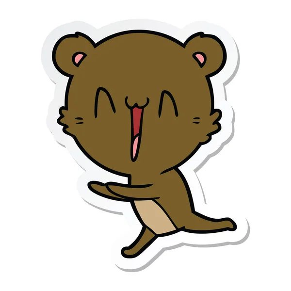 Sticker Van Een Running Bear Cartoon — Stockvector