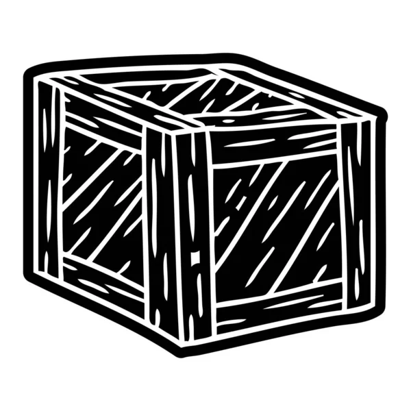 Dibujo icono de dibujos animados de una caja de madera — Archivo Imágenes Vectoriales