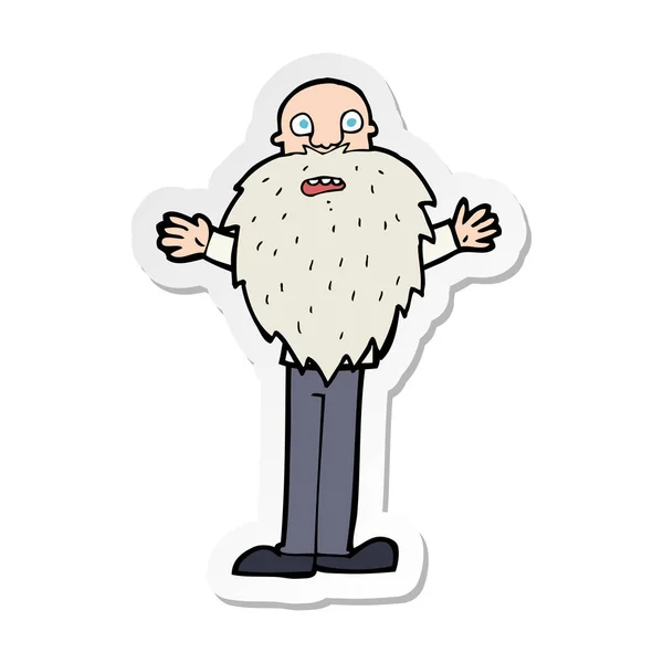 Autocollant d'un dessin animé barbu vieil homme — Image vectorielle