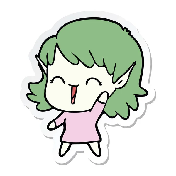 Sticker Van Een Cartoon Elf Meisje — Stockvector