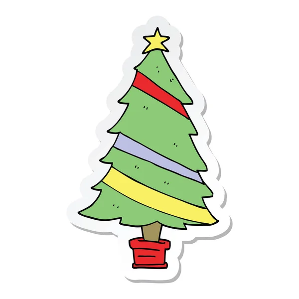 Pegatina de un árbol de Navidad de dibujos animados — Vector de stock