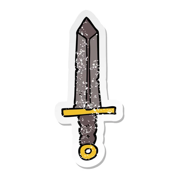 Bir çizgi film kılıç sıkıntılı etiket — Stok Vektör