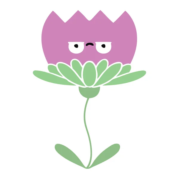 Egale kleur retro cartoon bloem — Stockvector