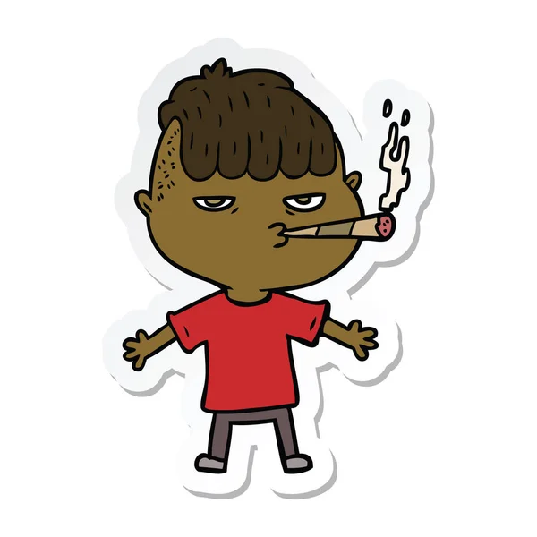 Sticker Van Een Man Van Cartoon Roken — Stockvector