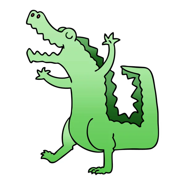 Gradiente Sombreado Peculiar Desenho Animado Crocodilo — Vetor de Stock