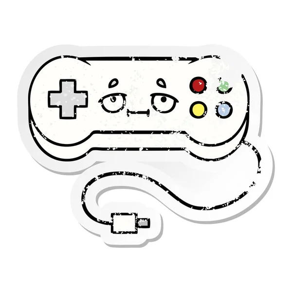 Calcomanía angustiada de un controlador lindo juego de dibujos animados — Vector de stock