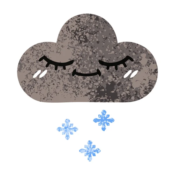 Ретро иллюстрации стиль мультфильм буря снежное облако — стоковый вектор
