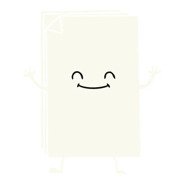 Eccentrico disegnato a mano cartone animato felice pila di carte — Vettoriale Stock