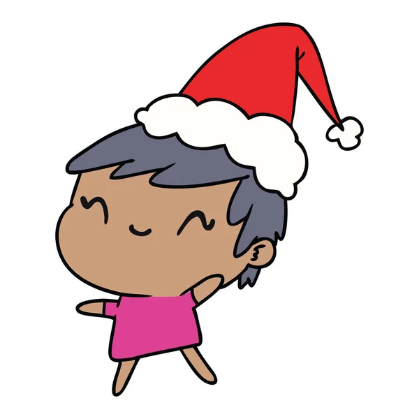 Cartone animato di Natale della ragazza kawaii — Vettoriale Stock