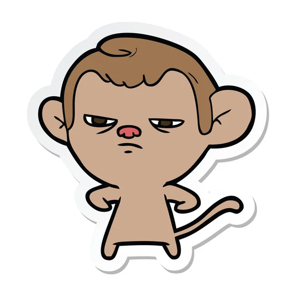 Sticker of a cartoon monkey — Stock Vector