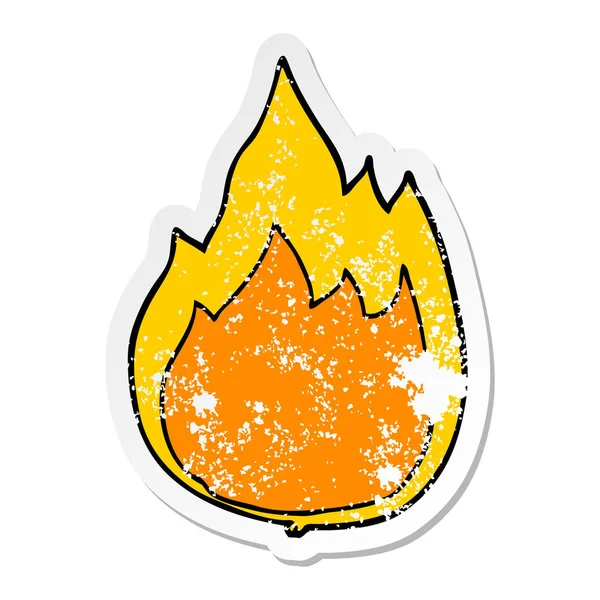 Calcomanía angustiada de un fuego de dibujos animados — Vector de stock