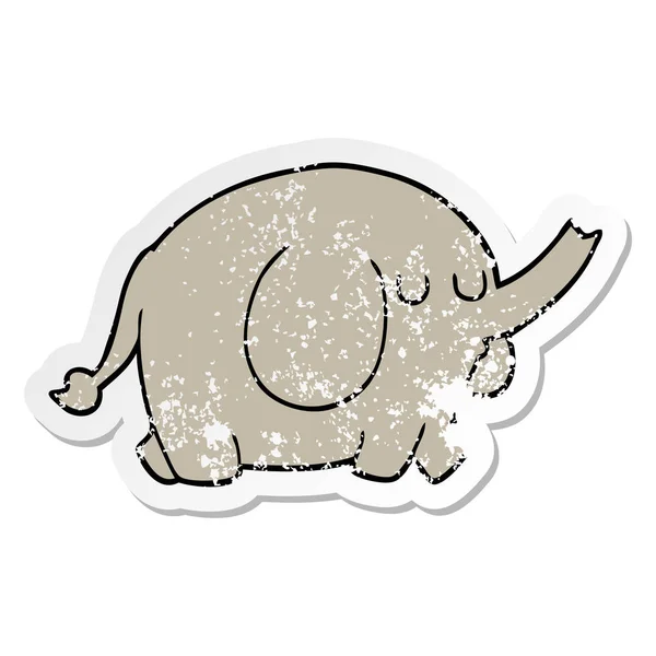 Verontruste Sticker Van Een Cartoon Olifant — Stockvector