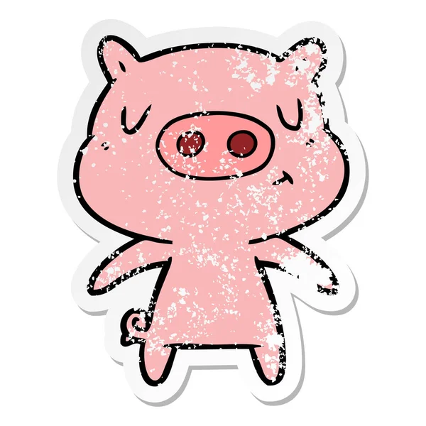 卡通内容猪的苦恼贴纸 — 图库矢量图片