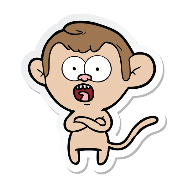 Etiqueta Macaco Chocado Desenho Animado —  Vetores de Stock