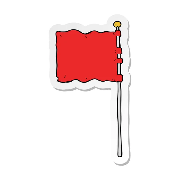 Klistermärke av en tecknad viftar flagga — Stock vektor