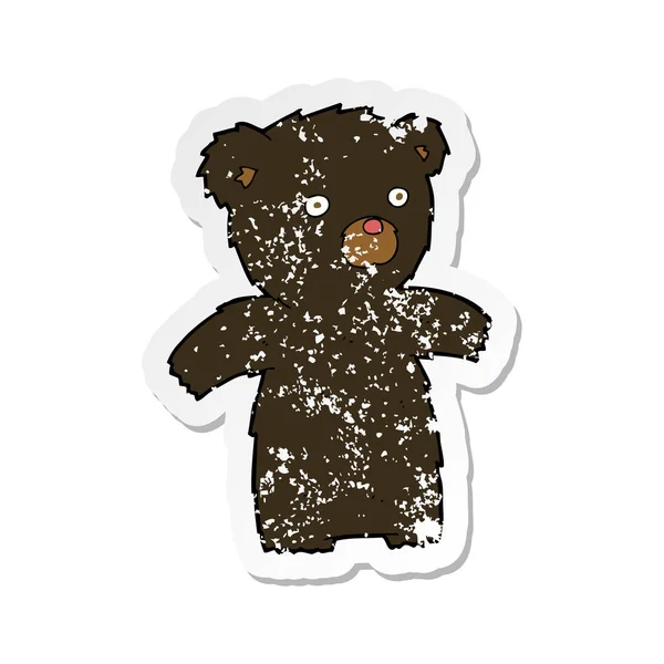 Etiqueta angustiada retro de um urso preto dos desenhos animados — Vetor de Stock