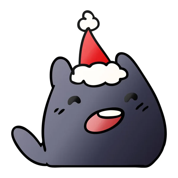 Christmas gradient cartoon of kawaii cat — Stock Vector