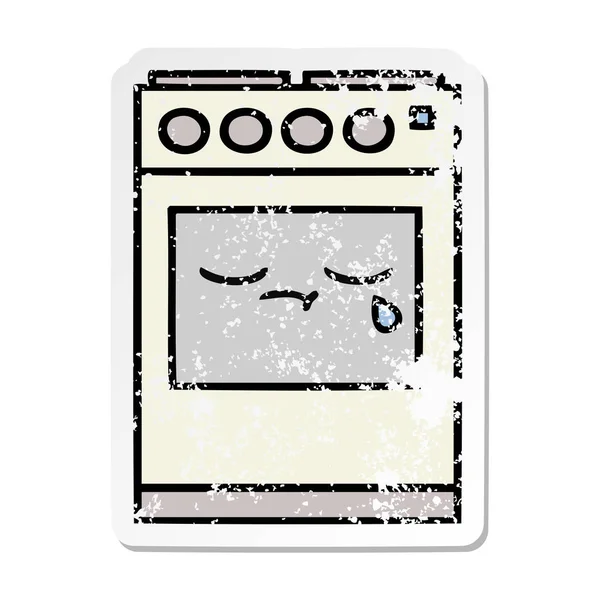 Distressed sticker of a cute cartoon kitchen oven — Stock Vector