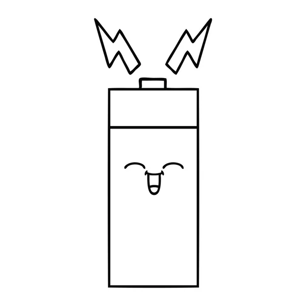 Line drawing cartoon battery — Stock Vector