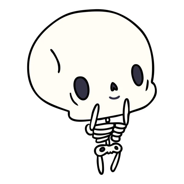 Мультфильм Кавайи милый мертвый скелет — стоковый вектор