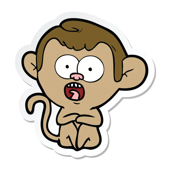Sticker of a cartoon shocked monkey — Stock Vector