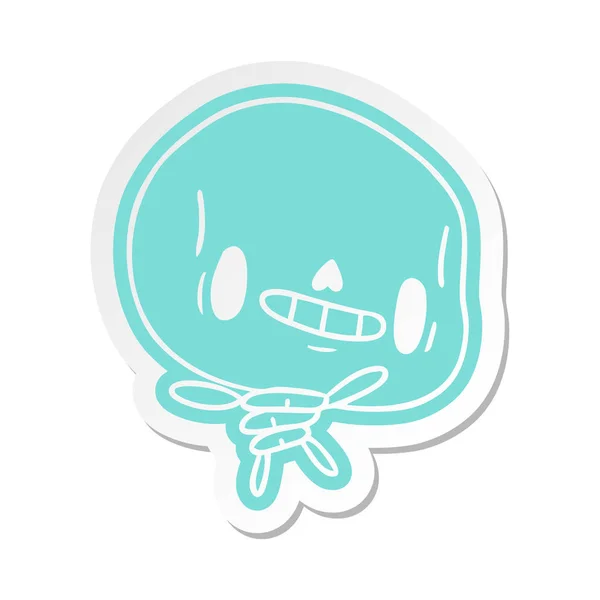 Cartoon sticker kawaii cute dead skeleton — Stock Vector