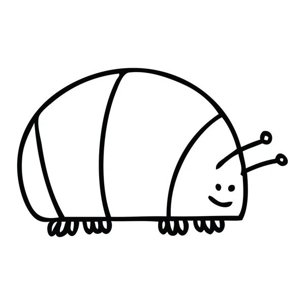 Linienzeichnung Skurriler Cartoon Käfer — Stockvektor
