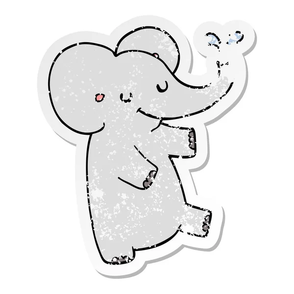 Verontruste sticker van een cartoon Dansende Olifant — Stockvector