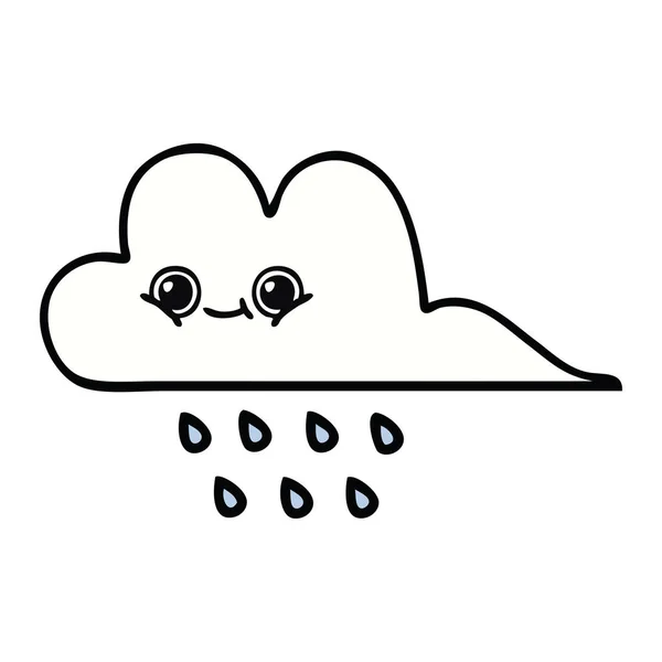Mignon dessin animé pluie nuage — Image vectorielle