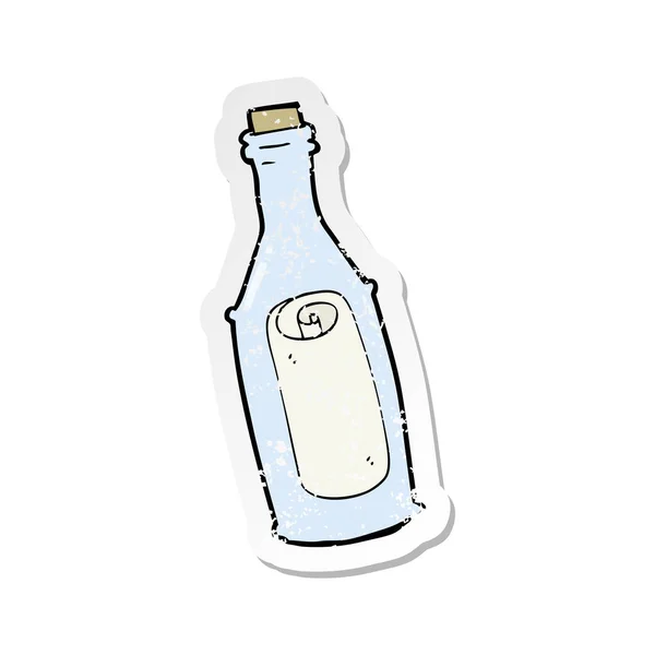 Pegatina retro angustiado de un mensaje de dibujos animados en botella — Archivo Imágenes Vectoriales