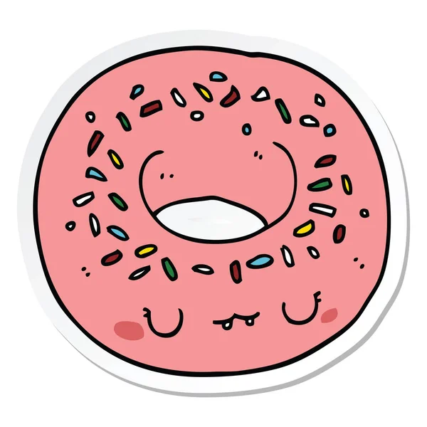 Klistermärke Tecknad Donut — Stock vektor