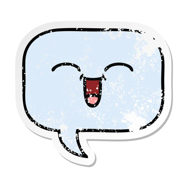 Distressed Sticker Cute Cartoon Speech Bubble — Stock Vector