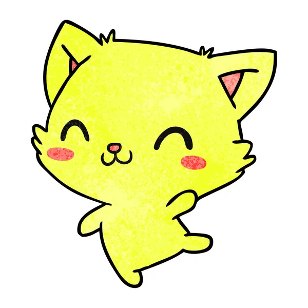 Textured Cartoon Illustration Cute Kawaii Cat — Stock Vector