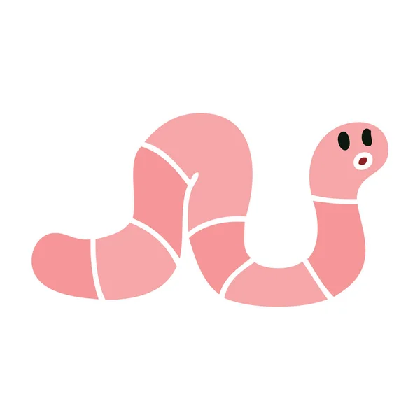 Eccentrico mano disegnato verme cartone animato — Vettoriale Stock