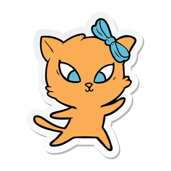 Sticker van een cartoon kat — Stockvector