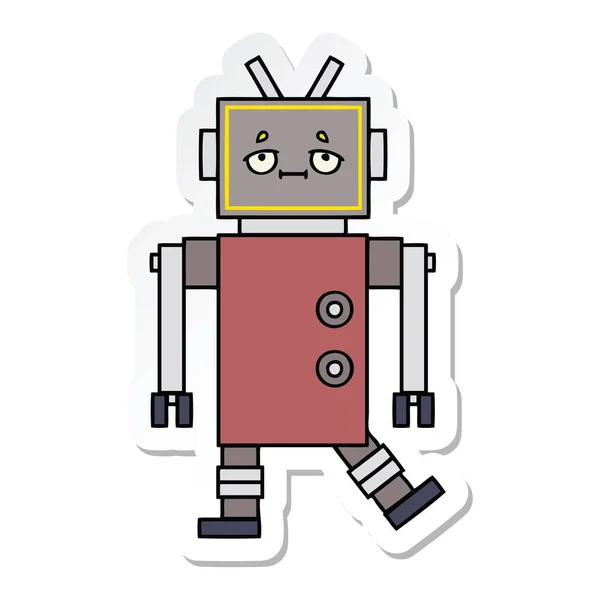 Adesivo di un robot cartone animato carino — Vettoriale Stock