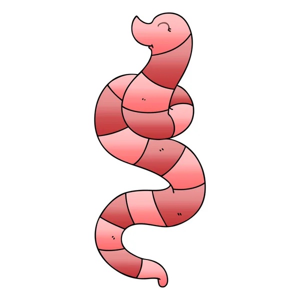 Quirky gradient shaded cartoon worm — Stock Vector