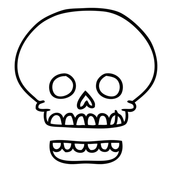 Line drawing doodle of a skull head — Stock Vector