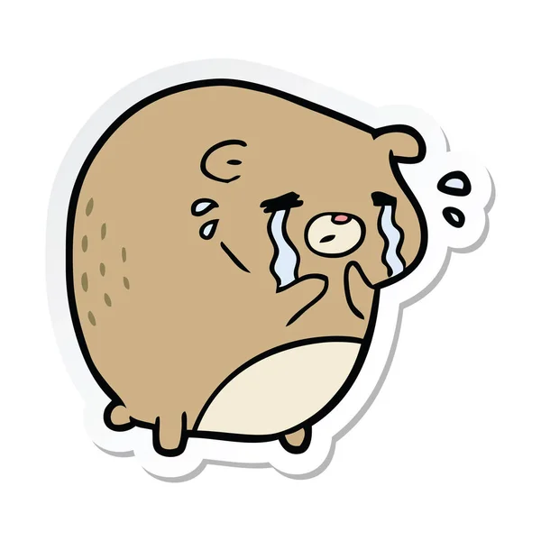 Sticker Van Een Cartoon Huilen Bear — Stockvector