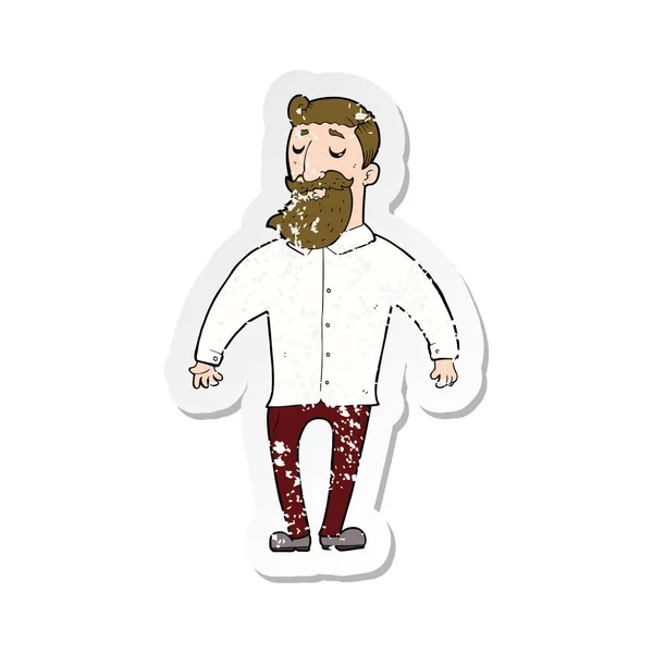 Retro distressed sticker of a cartoon bearded man — Stock Vector