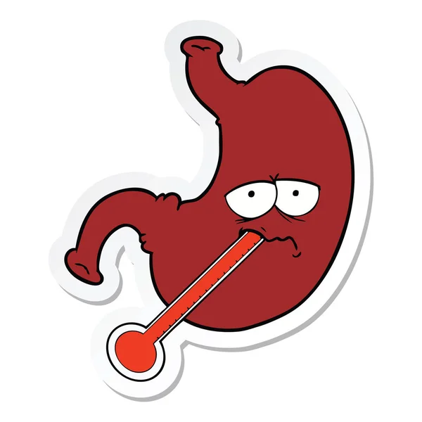 Sticker Cartoon Upset Stomach — Stock Vector