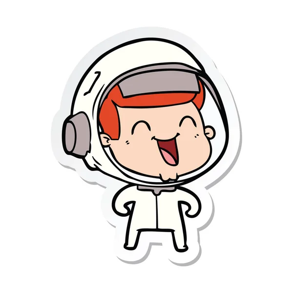 Pegatina de un astronauta de dibujos animados feliz — Vector de stock