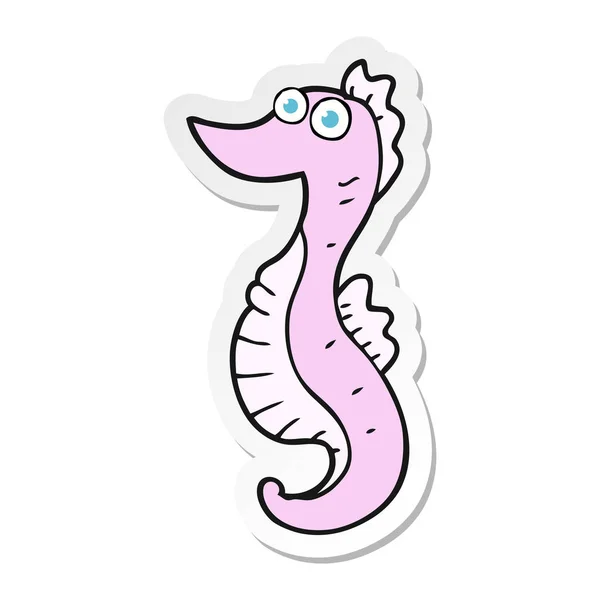 Sticker of a cartoon seahorse — Stock Vector