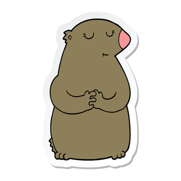 Sticker Cute Cartoon Bear — Stock Vector