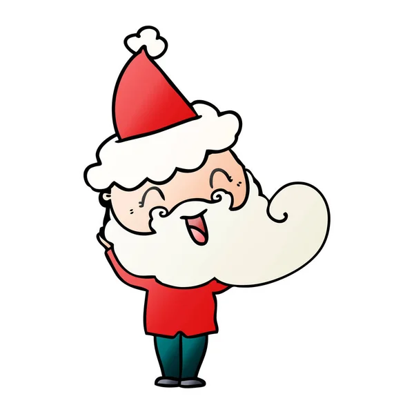 Heureux homme barbu portant santa chapeau — Image vectorielle