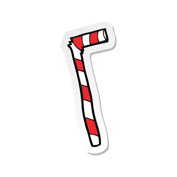 Sticker van een cartoon stripey stro — Stockvector