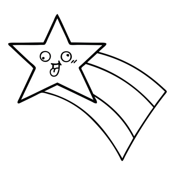 Lijntekening cartoon schieten rainbow star — Stockvector